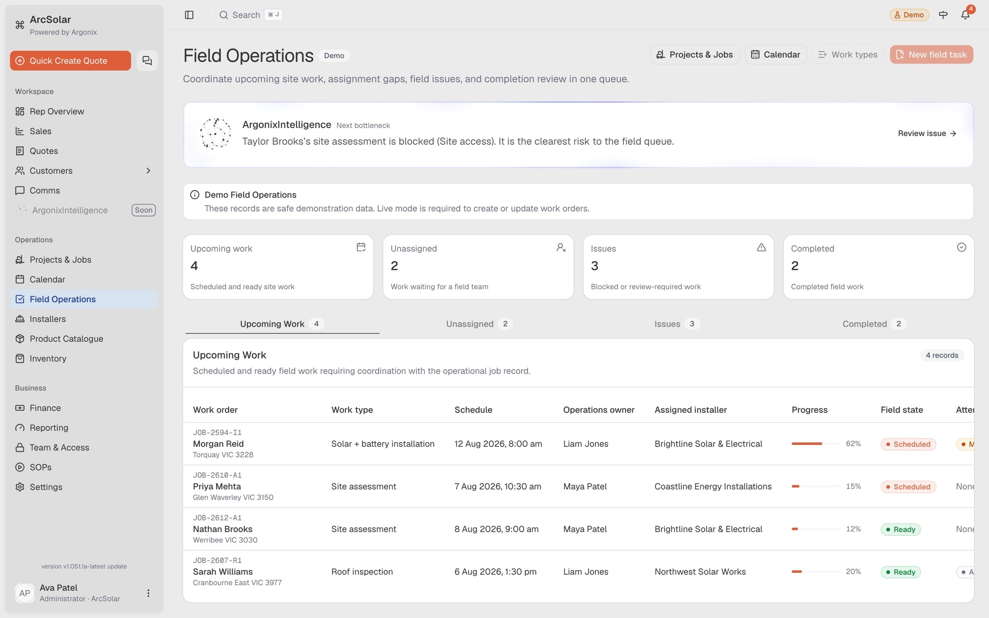 ArcSolar field operations workspace using customer-provided site information before installation